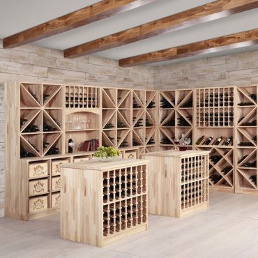 Rangement de cave à vin - console en bois