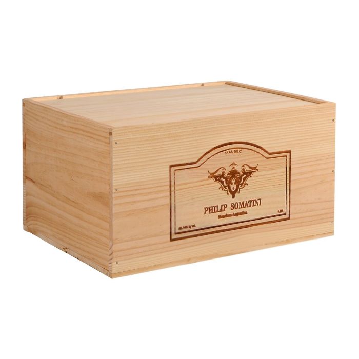 Caisses à vin personnalisées en bois de pin pour 12 Btl, Lot de 6 caisses (EUR 64,83 /pièce)