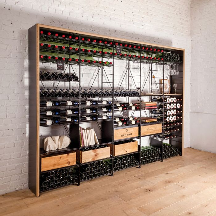Grande étagère meuble à vin 8 bouteilles et support à verres