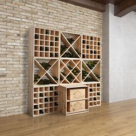 Cave à vin/Etagère/Système Cube 50 - Etagère Murale modulaire 320  Bouteilles - 16 modules en Bois Massif CUBO - Couleur Noyer - Dim. 200 x  200 x 25p. cm. : : Cuisine et Maison